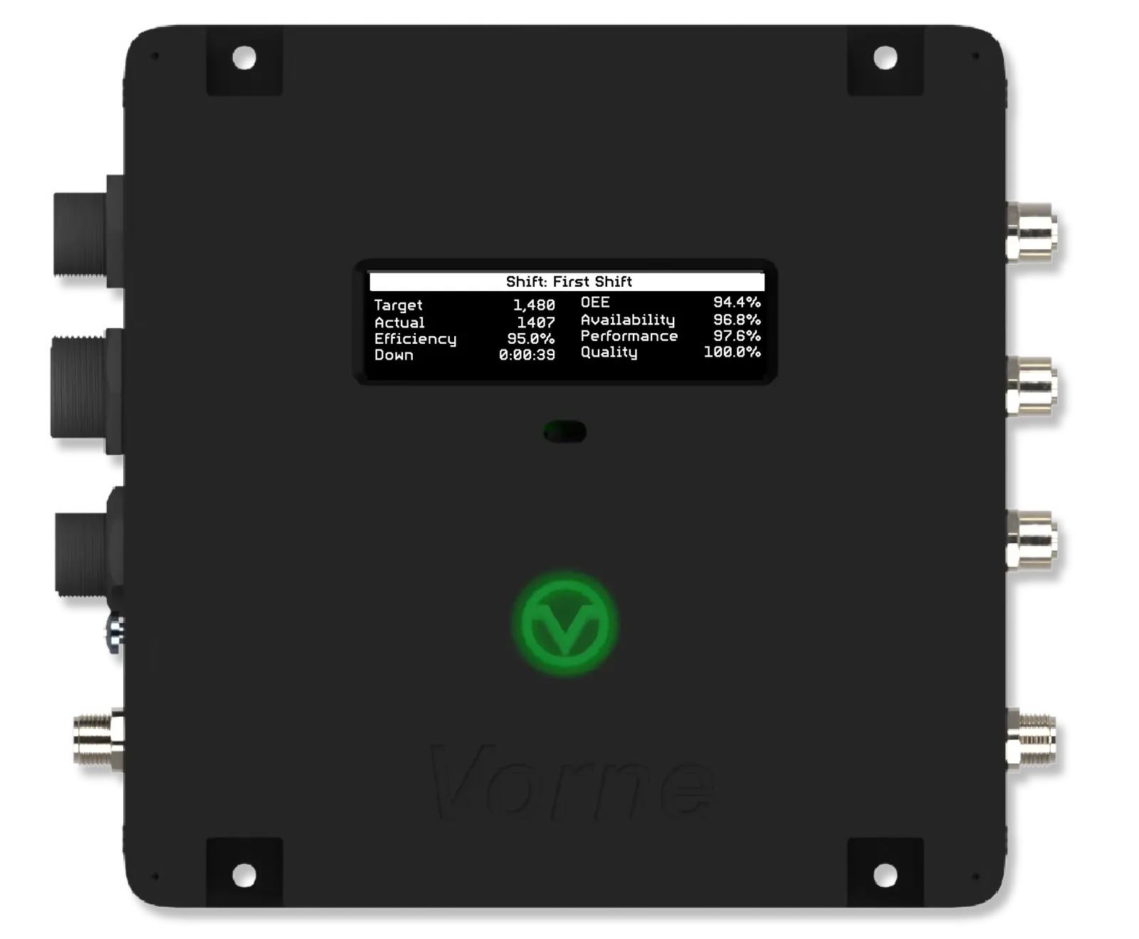 Image of XL HD with OEE metrics on the OLED screen.
