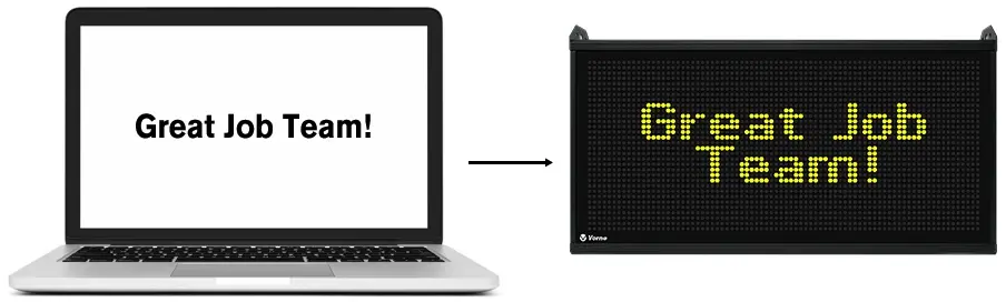 Image showing that a message typed into a computer can appear on XL