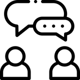 Icon of two people talking to each other.