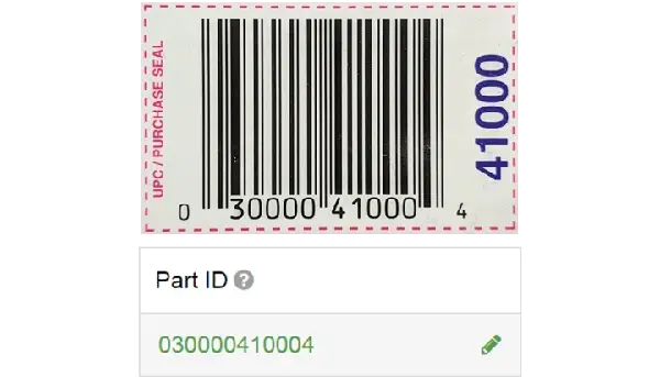 Image of an existing part barcode.