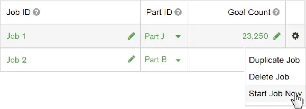 Image of the Micro-MES job configuration feature.