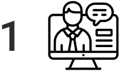Icon representing the first step of the free trial process, an XL webinar.