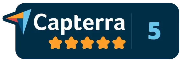 Badge for averaging 5 stars in Capterra reviews.