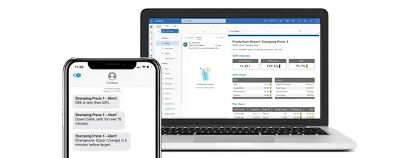 Screen capture of email and mobile alerts sent from Vorne XL.