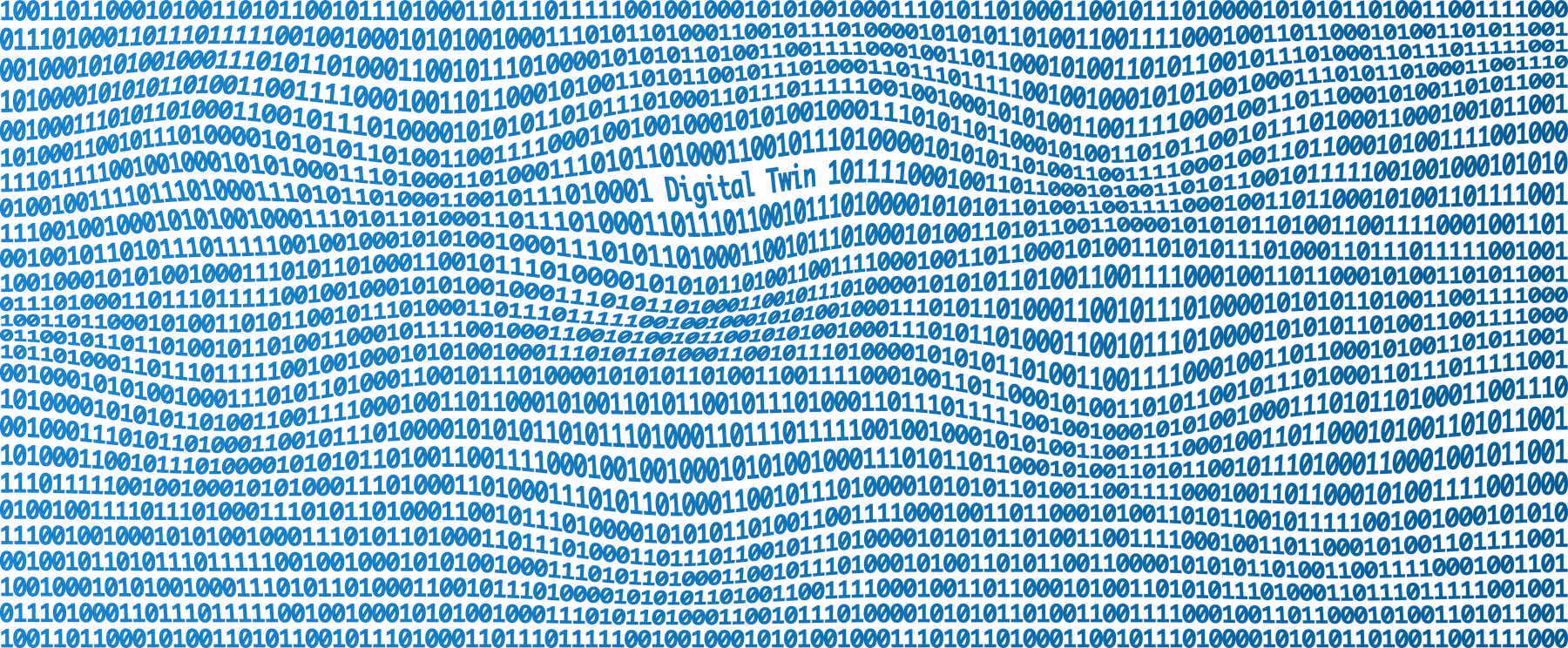 Image of binary code surrounding the words Digital Twin.