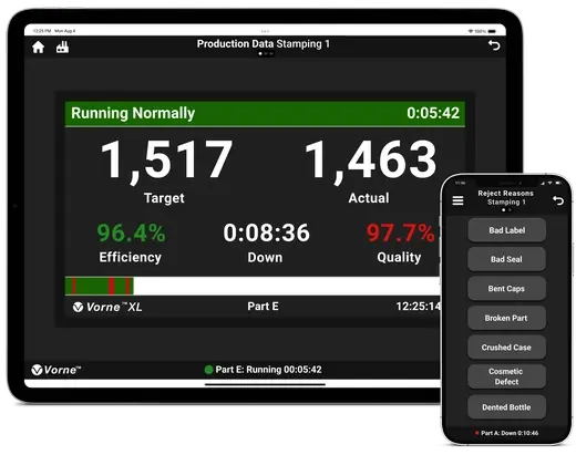 Free XL Sidekick app showing down reasons on a tablet and smartphone.