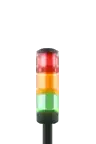 Andon with red, yellow, and green stacked lights.
