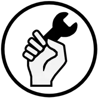 Icon showing a hand holding a wrench.