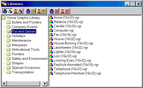 Screen shot of the M1000 Express libraries window.