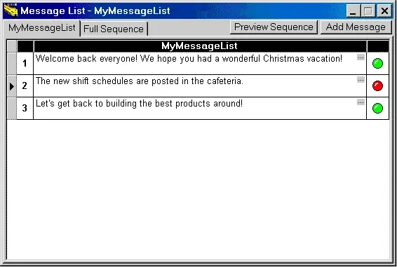 Screen shot of the M1000 Express message list.