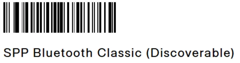 Codice a barre di configurazione Zebra: SPP Bluetooth Classic (rilevabile).